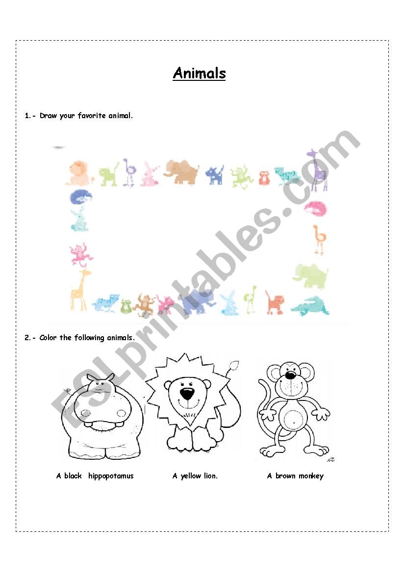 Animals worksheet