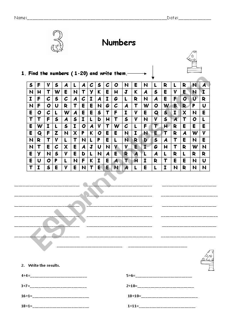 Numbers worksheet