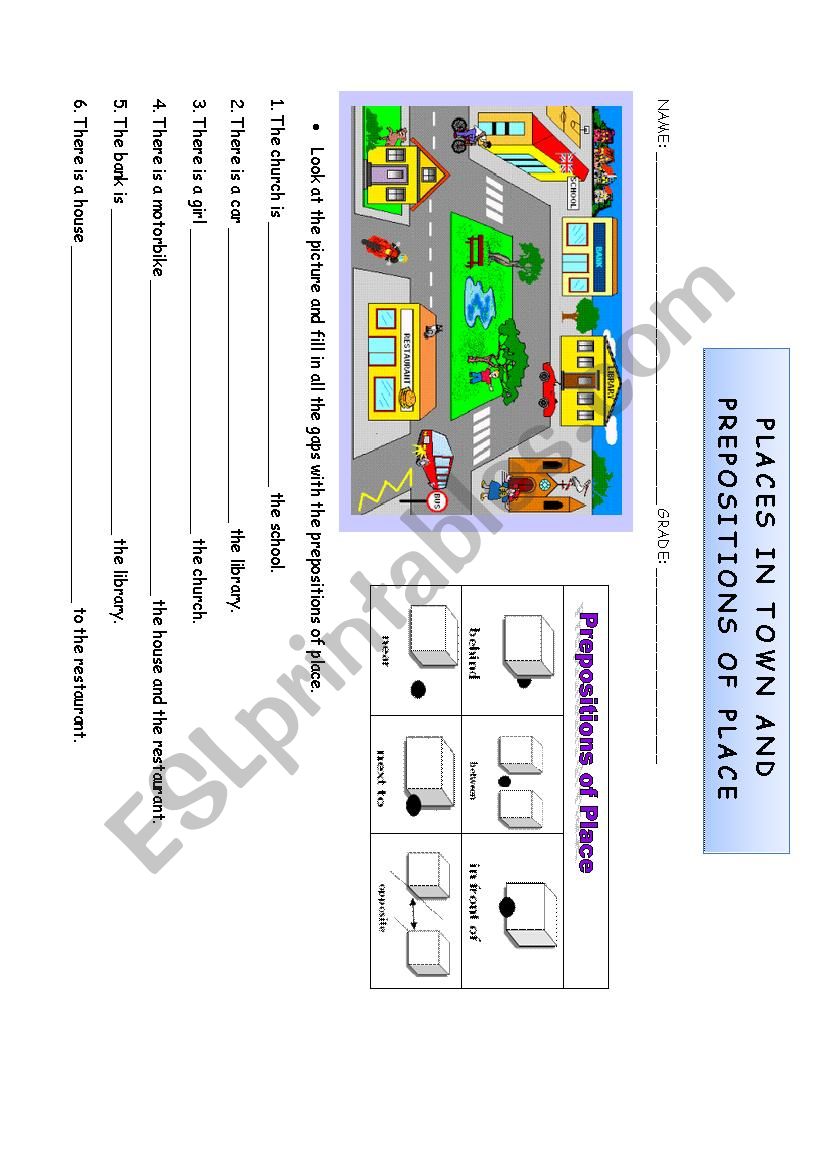 Places in town and prepositions of place