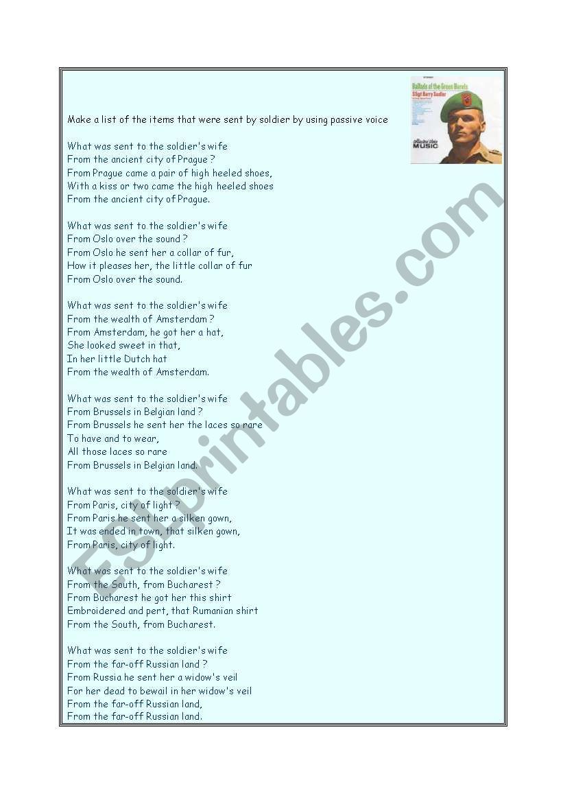 ballad of the soldiers wife worksheet