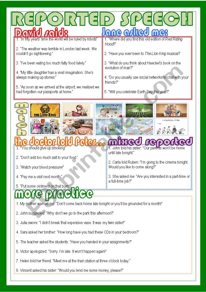 Reported Speech worksheet