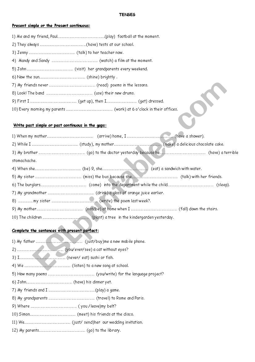 revision worksheet