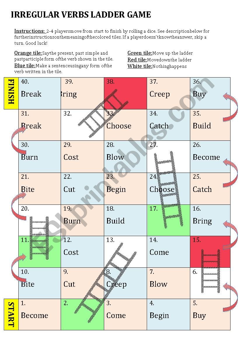 Irregular Verbs Board Game worksheet