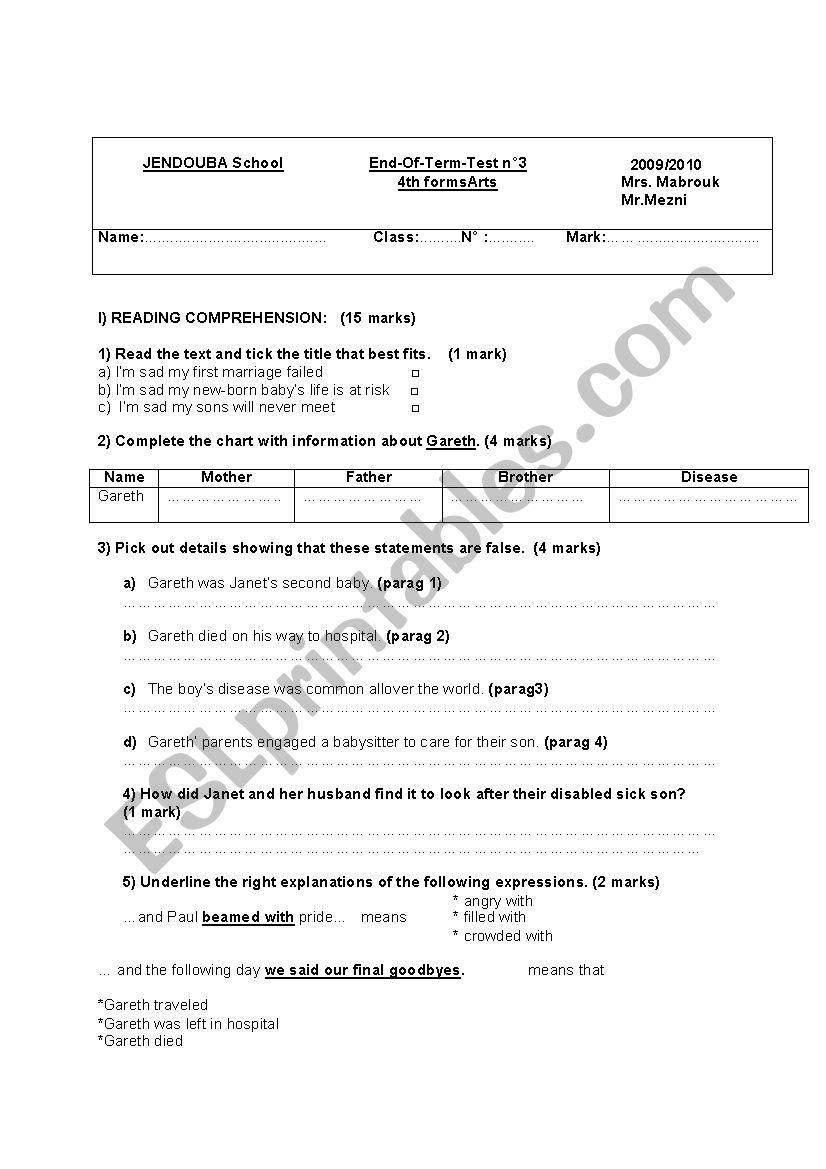 bac blanc 2012 worksheet