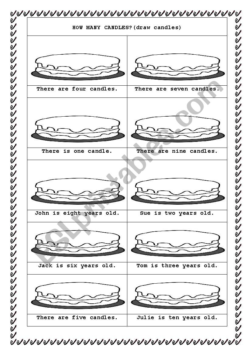 drawing candles worksheet