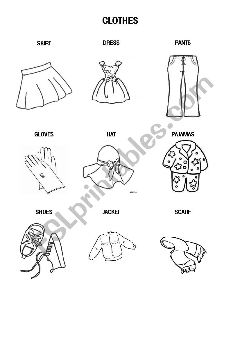 colour the clothes worksheet