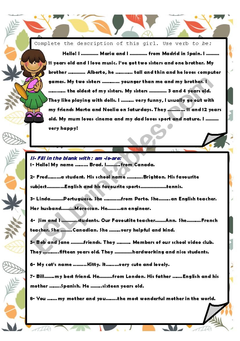 Verb to be  worksheet