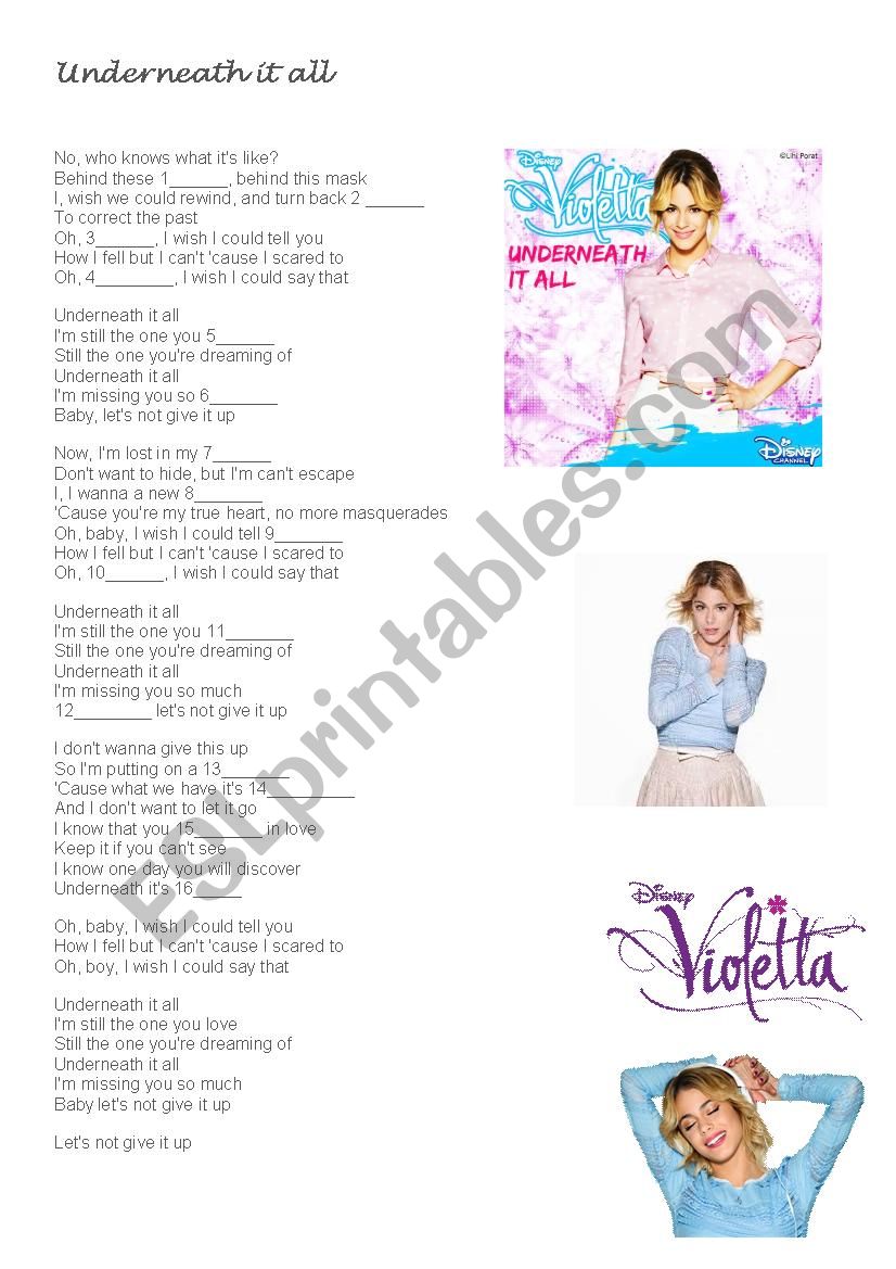 Violetta - Underneath it all worksheet