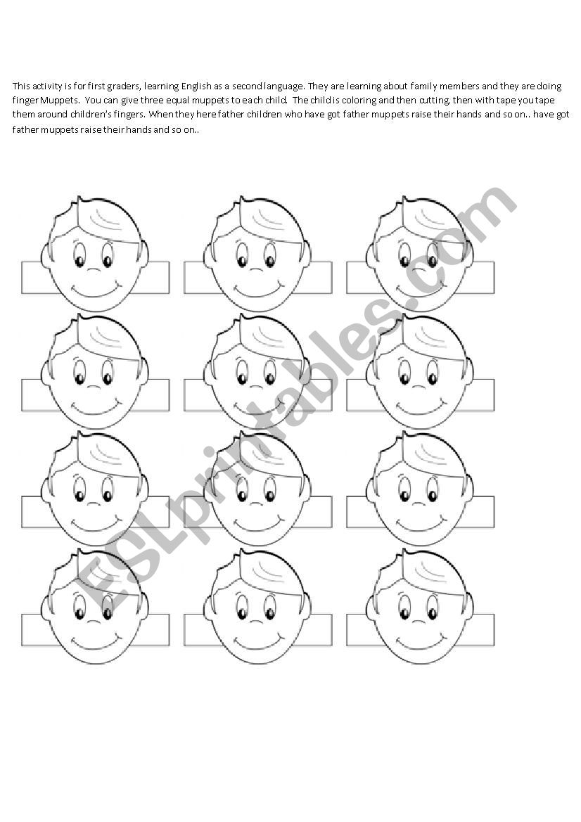 FAMILY FINGER MUPPETS worksheet