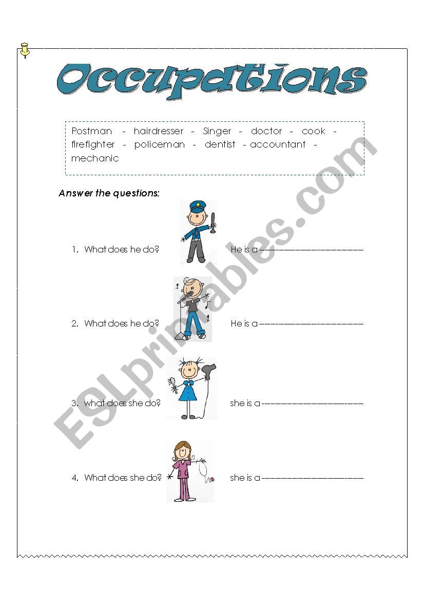 occupations worksheet