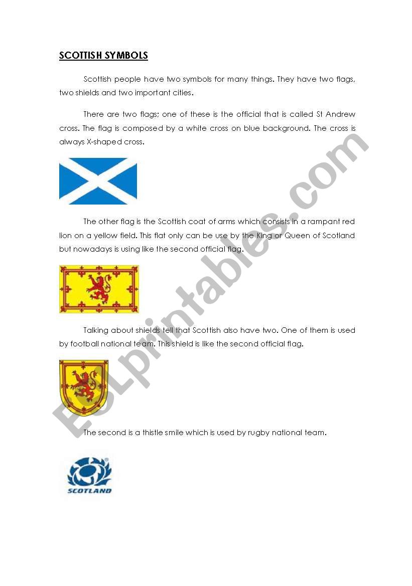 scottish symbols worksheet