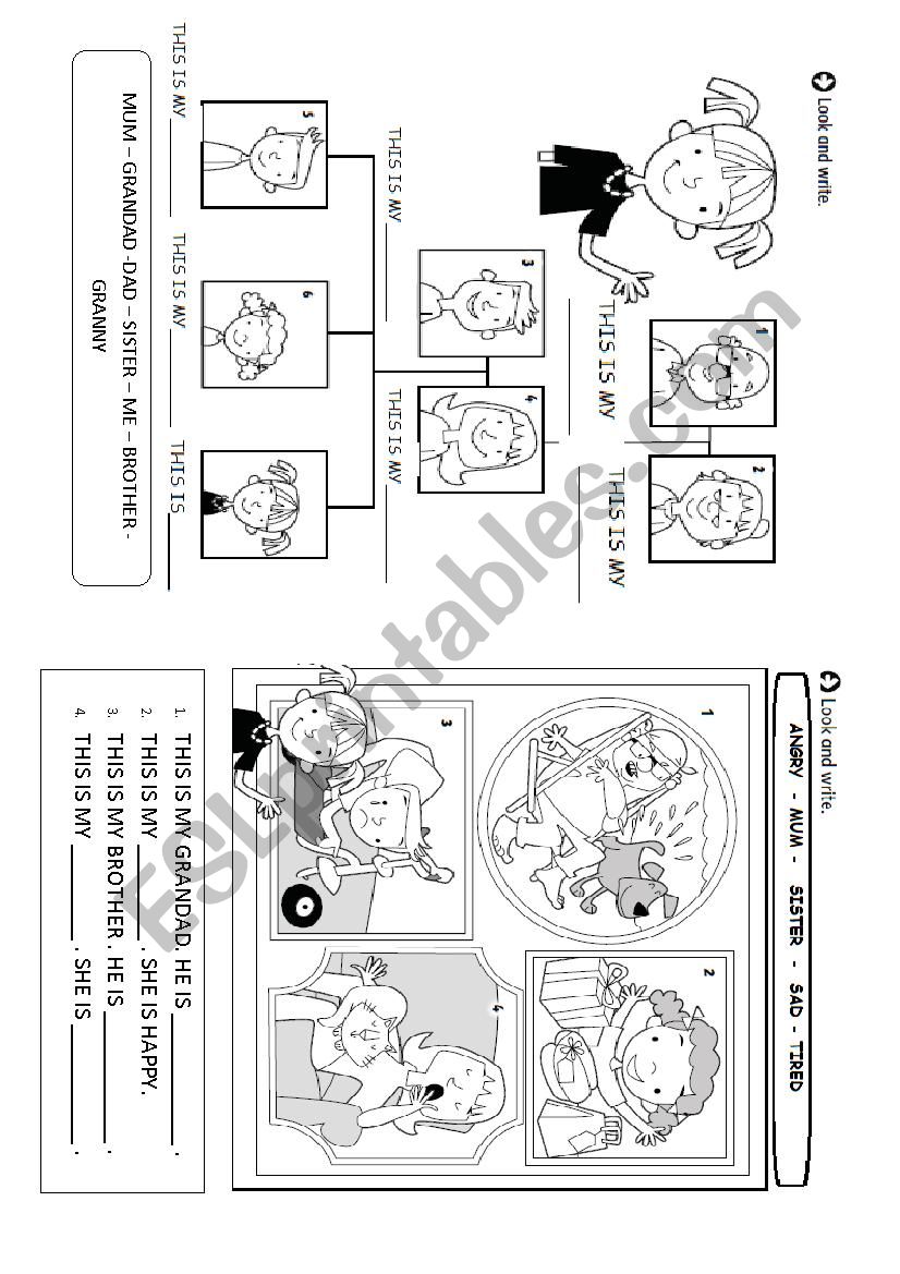 FAMILY MEMBERS AND FEELINGS worksheet