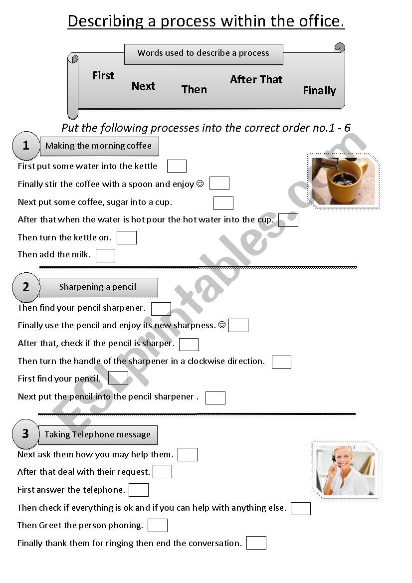 Describing a process in an office