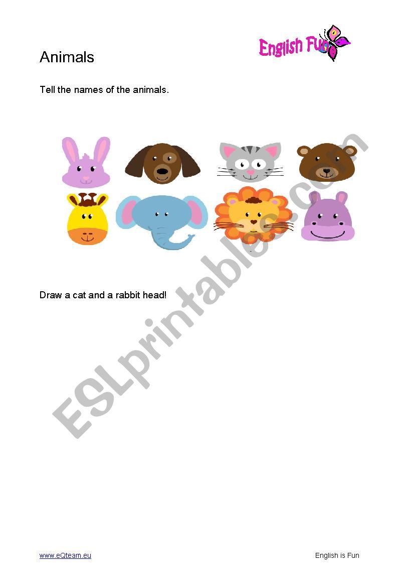 Animals worksheet