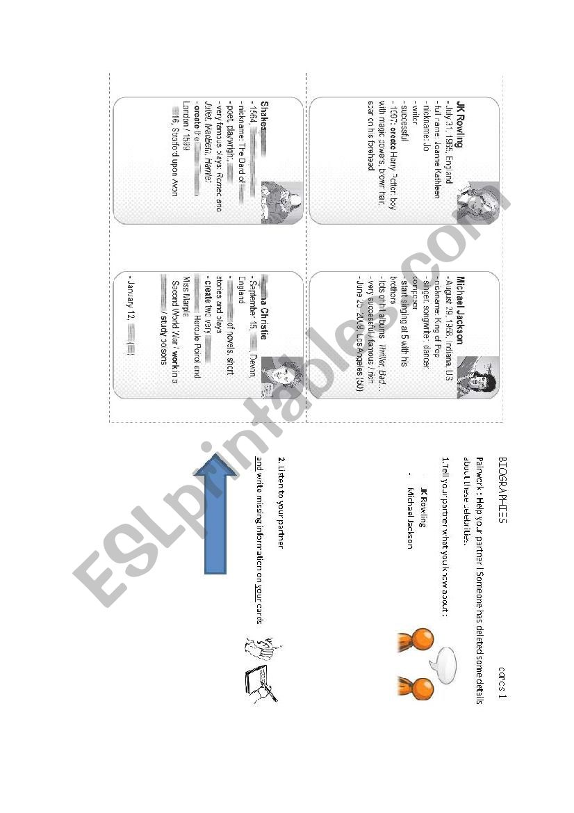 Famous people -  Pairwork worksheet