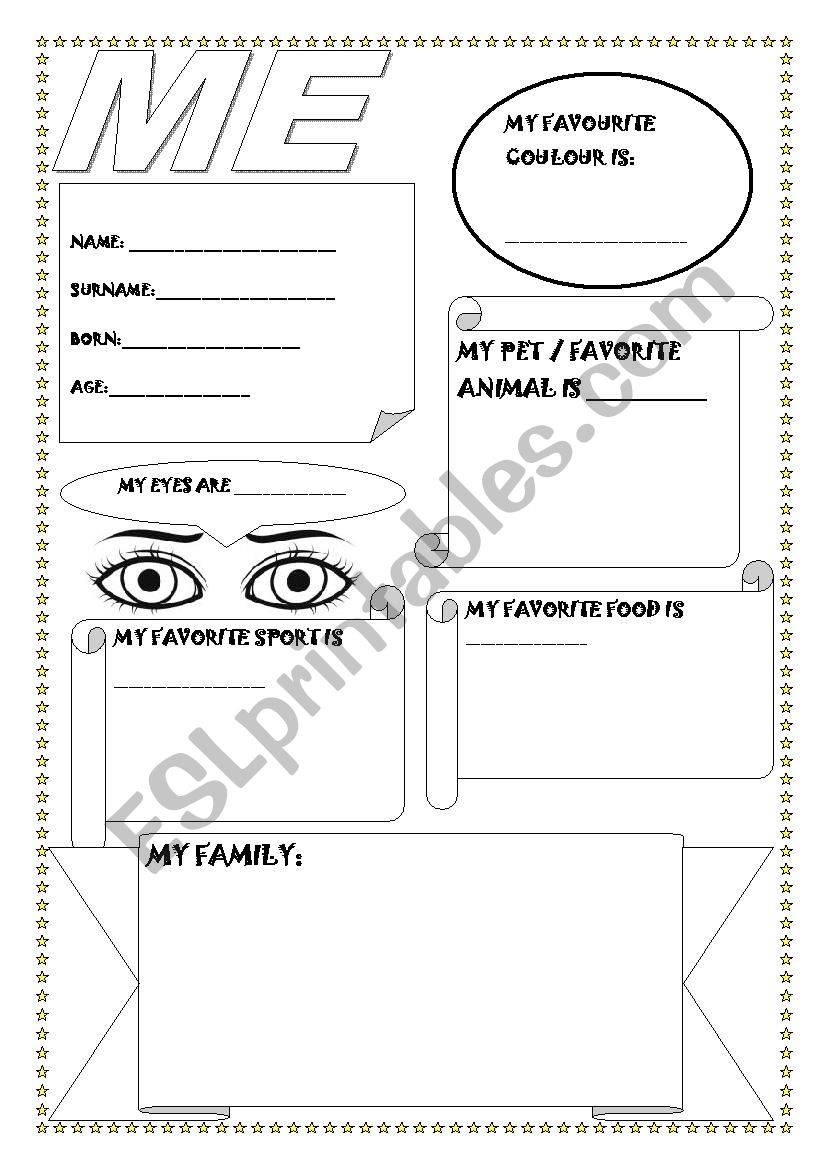 About me - easy worksheet