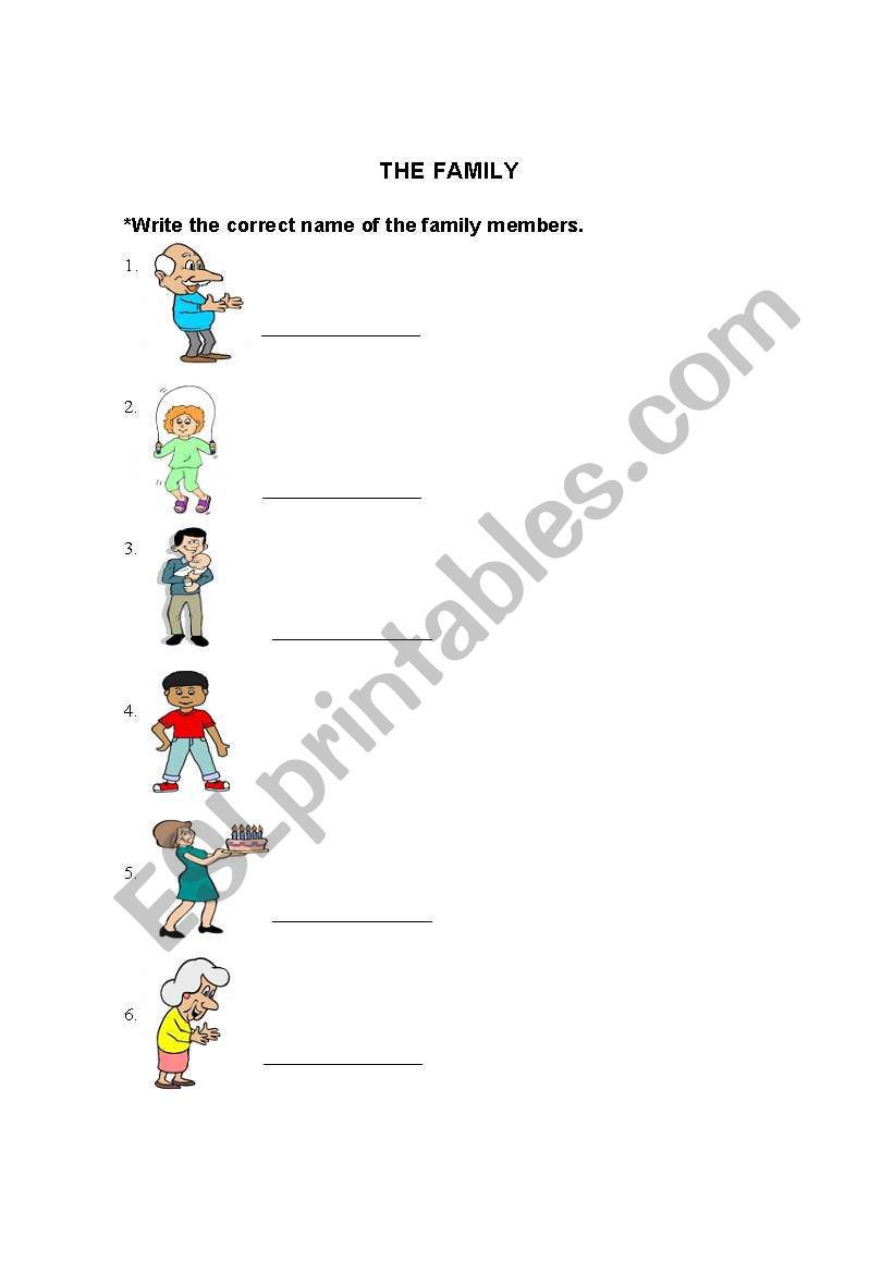 Family members worksheet