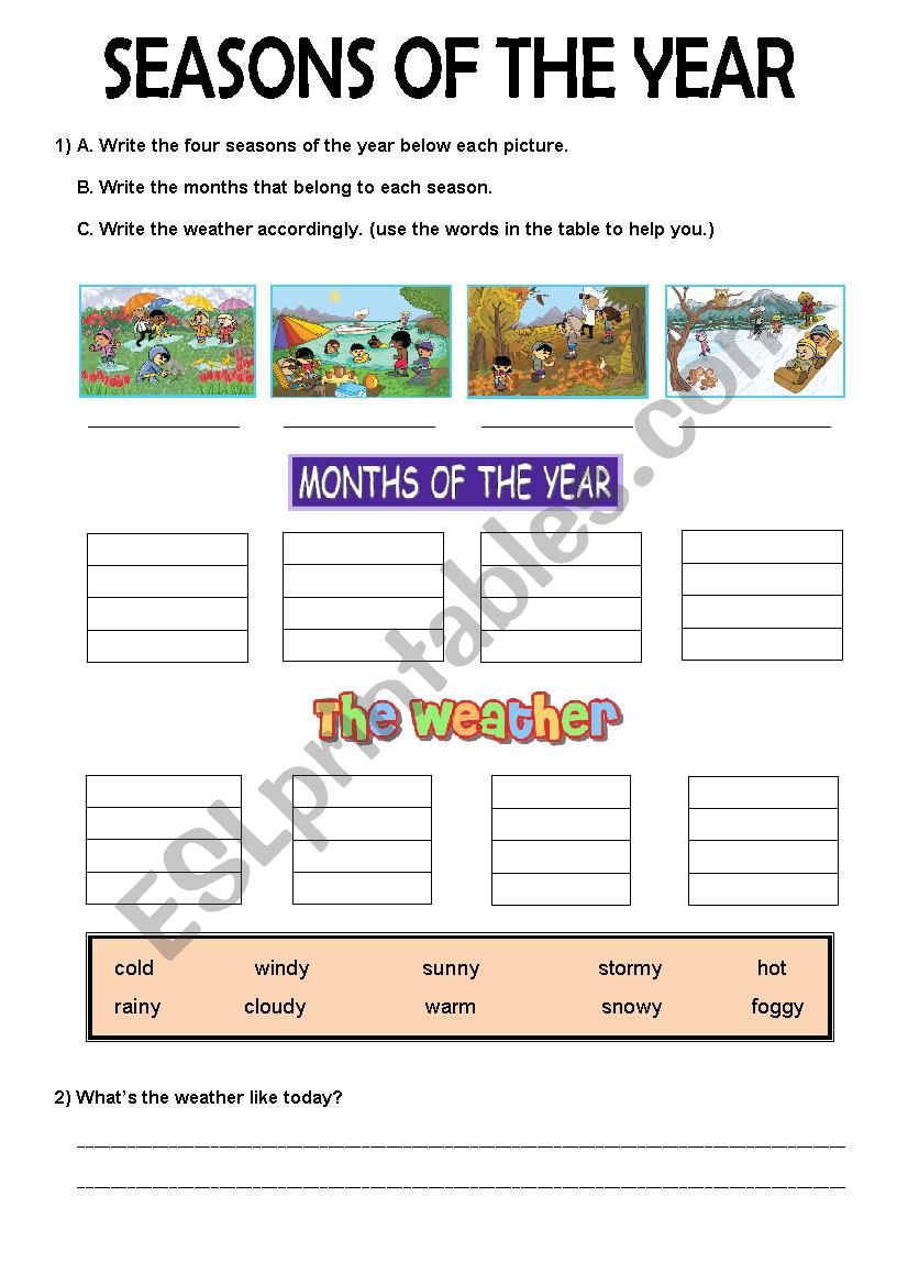 Seasons of the year worksheet