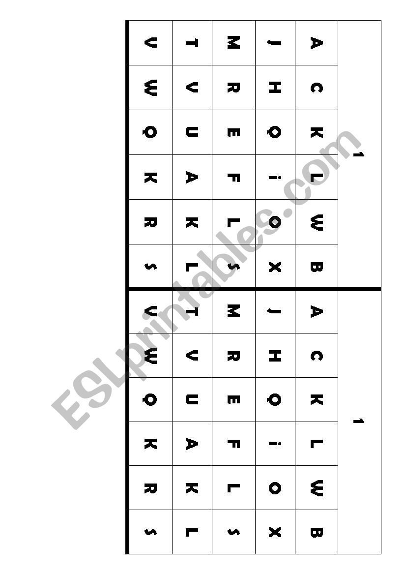 Bingo worksheet