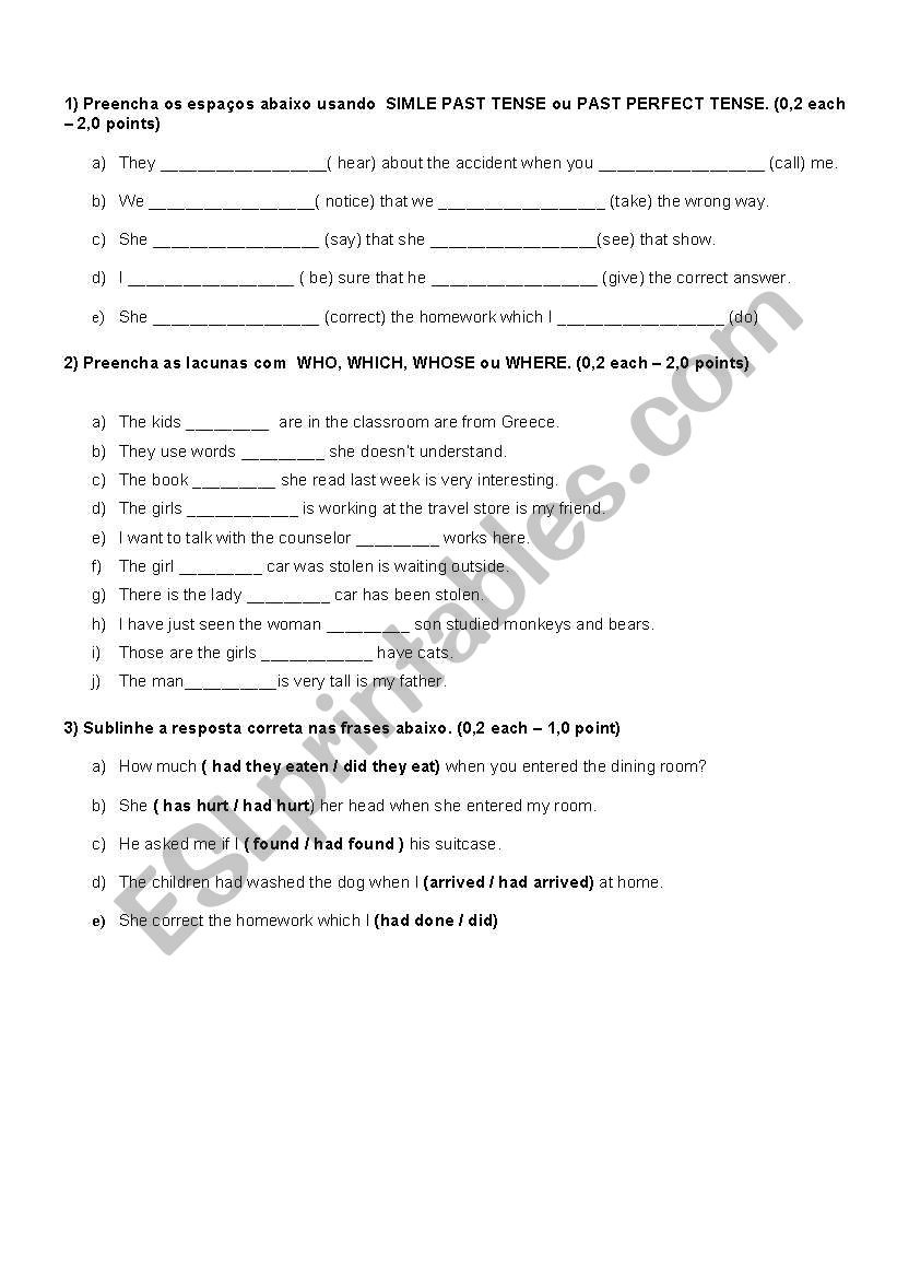 RELATIVE PRONOUNS AND PAST PERFECT