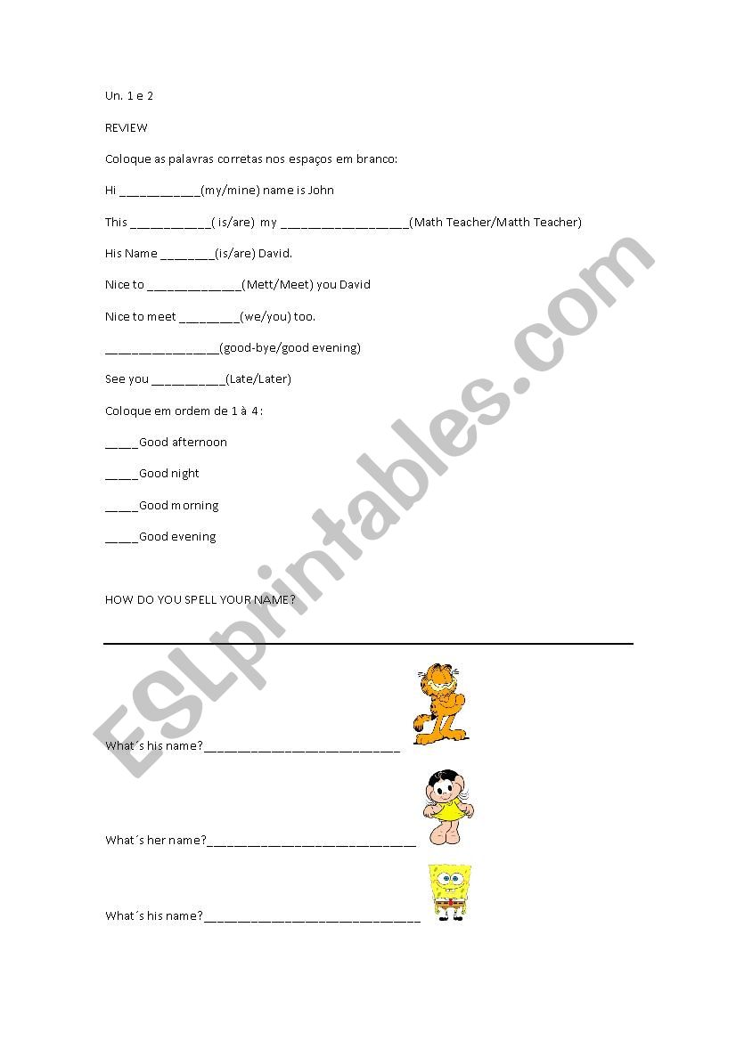 Greetings worksheet
