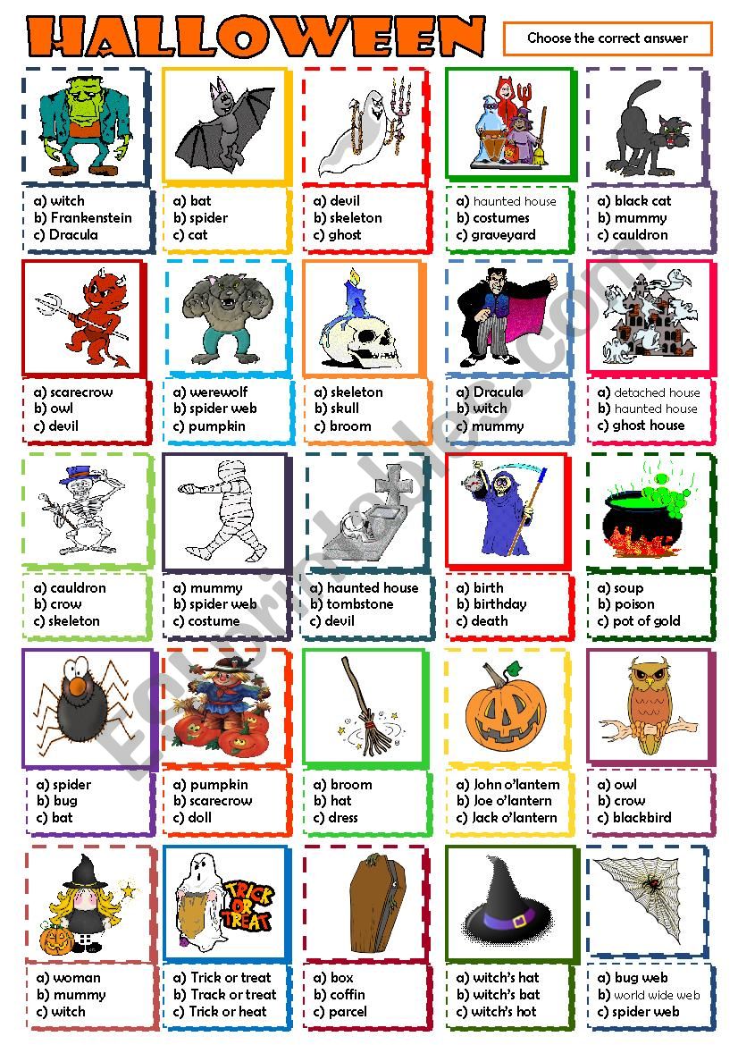Halloween - multiple choice worksheet