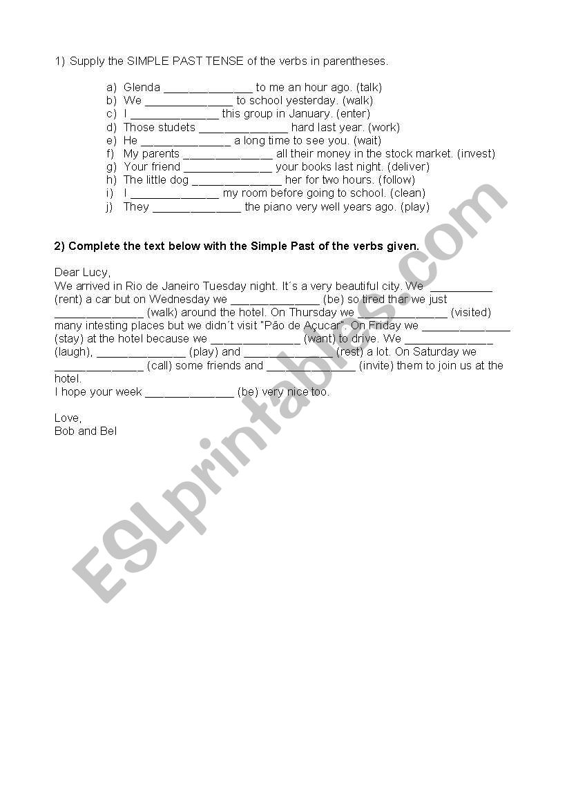 SIMPLE PAST worksheet