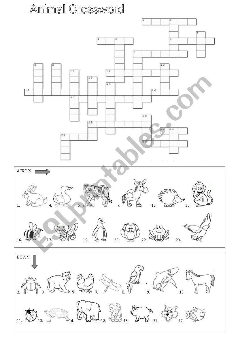 ANIMAL CROSSWORD worksheet