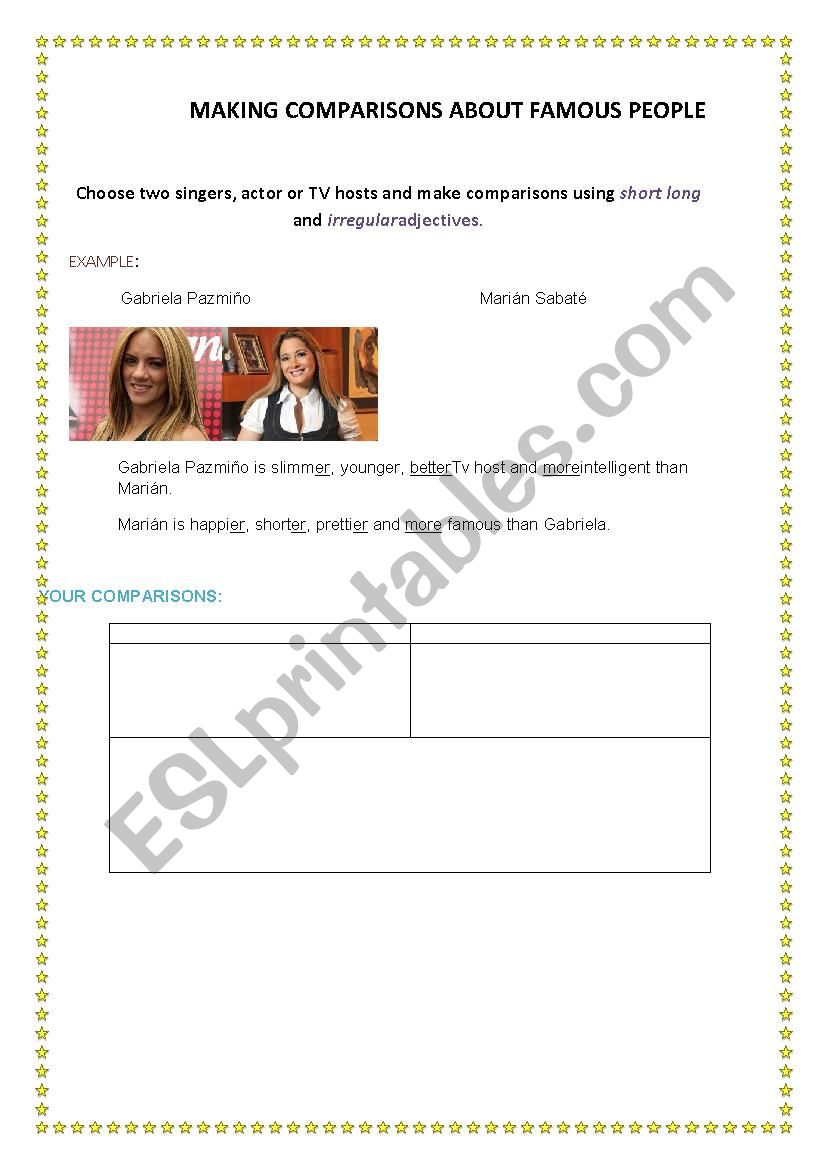 COMPARISONS worksheet