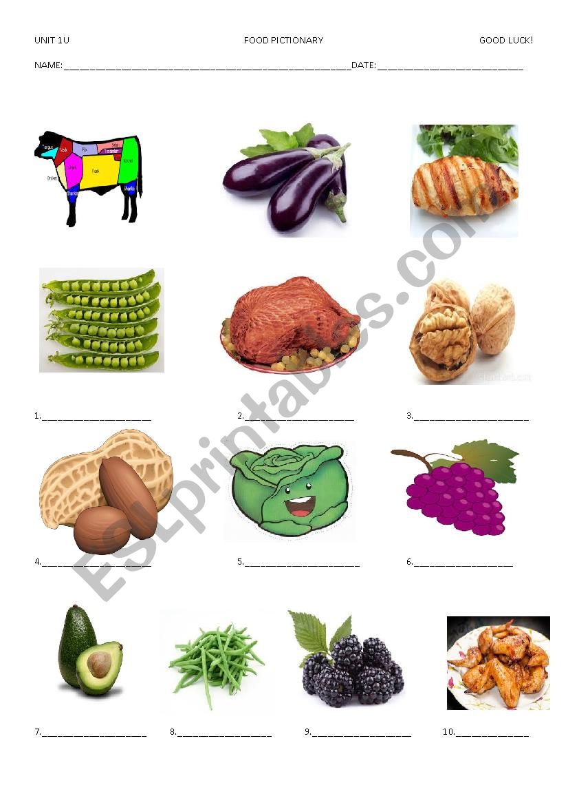 FOOD PICTIONARY worksheet