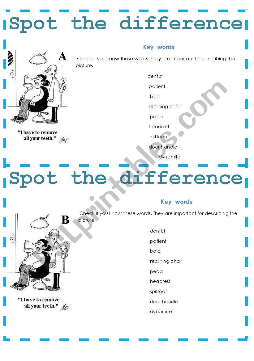 Spot the difference worksheet