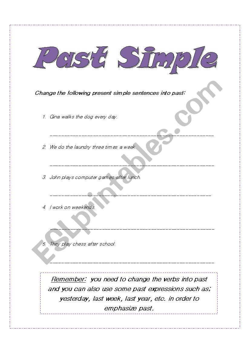 past simple worksheet