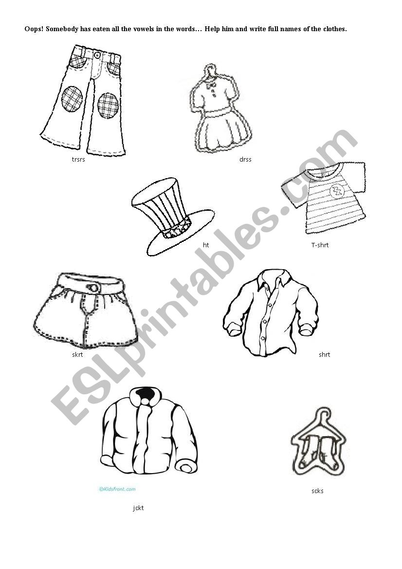 Oops! - clothes worksheet