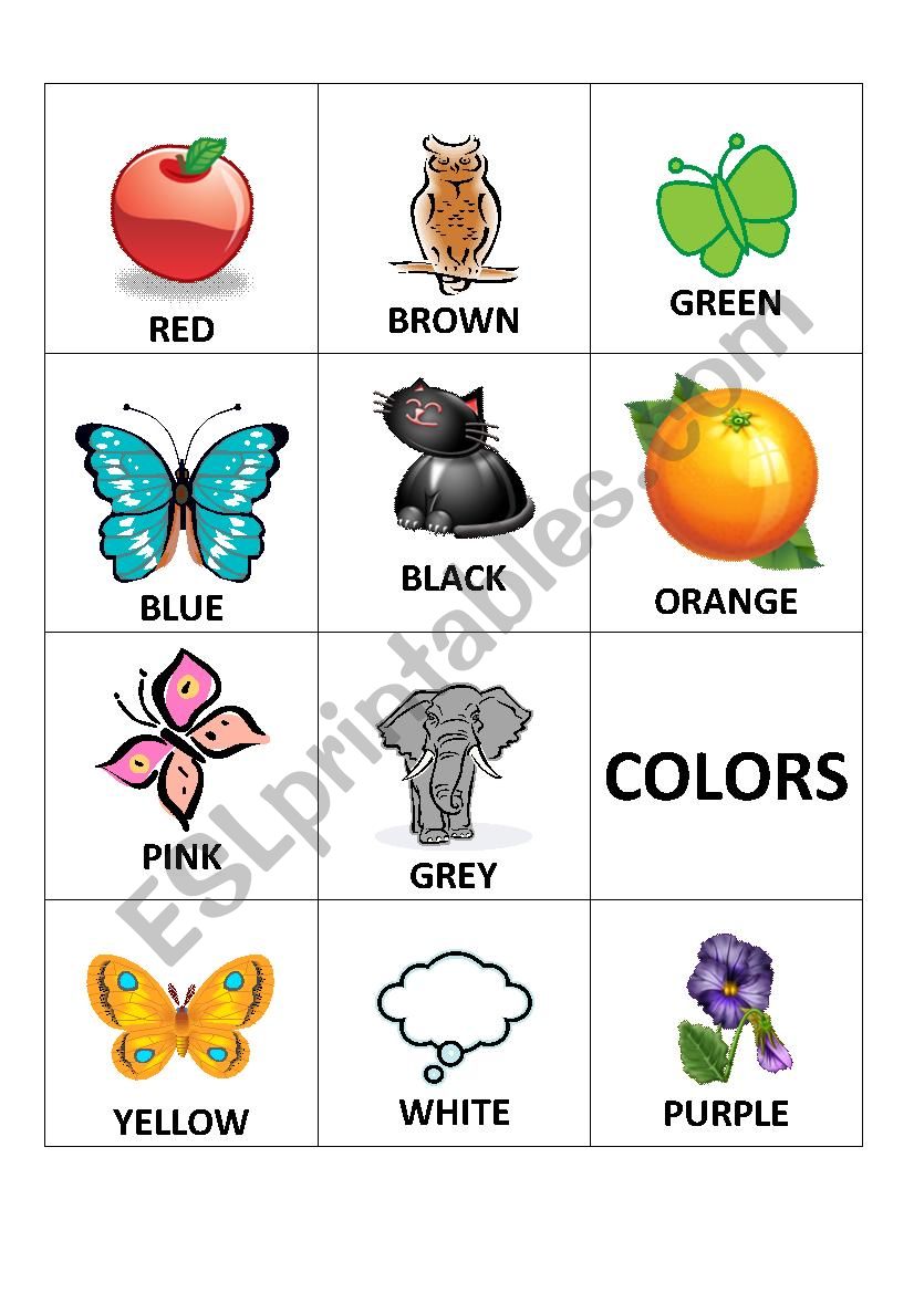 MEMORY GAME - COLORS worksheet