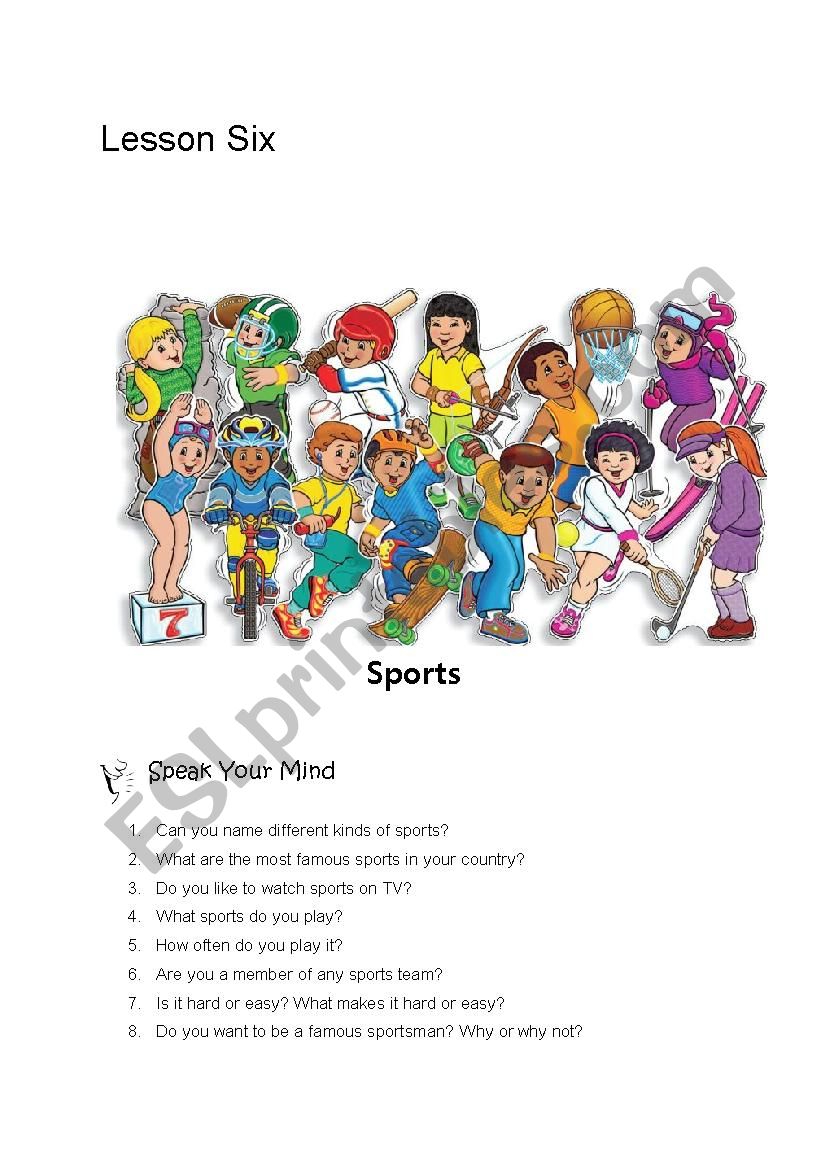 Sports for Kids worksheet
