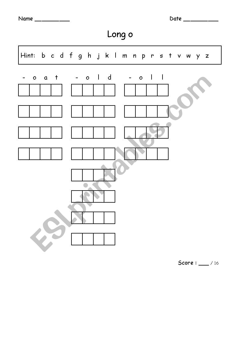 CVVC/CVCC Words worksheet