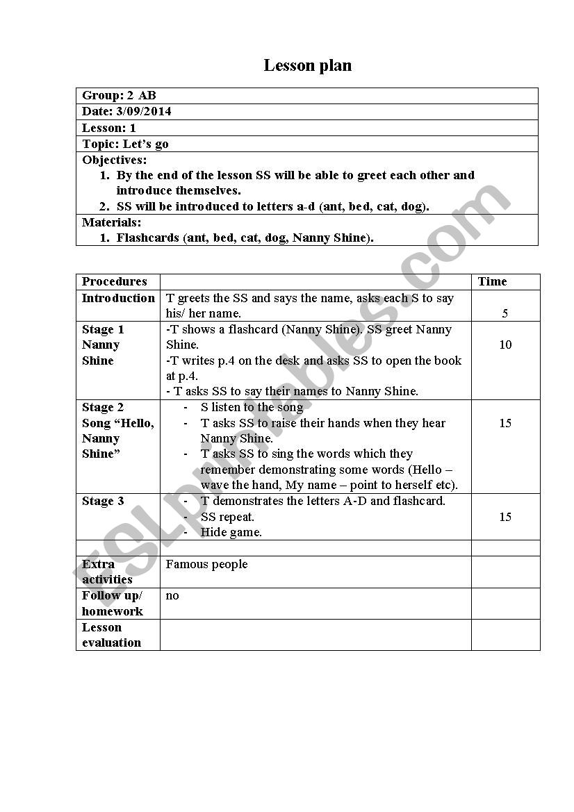 lesson plan worksheet