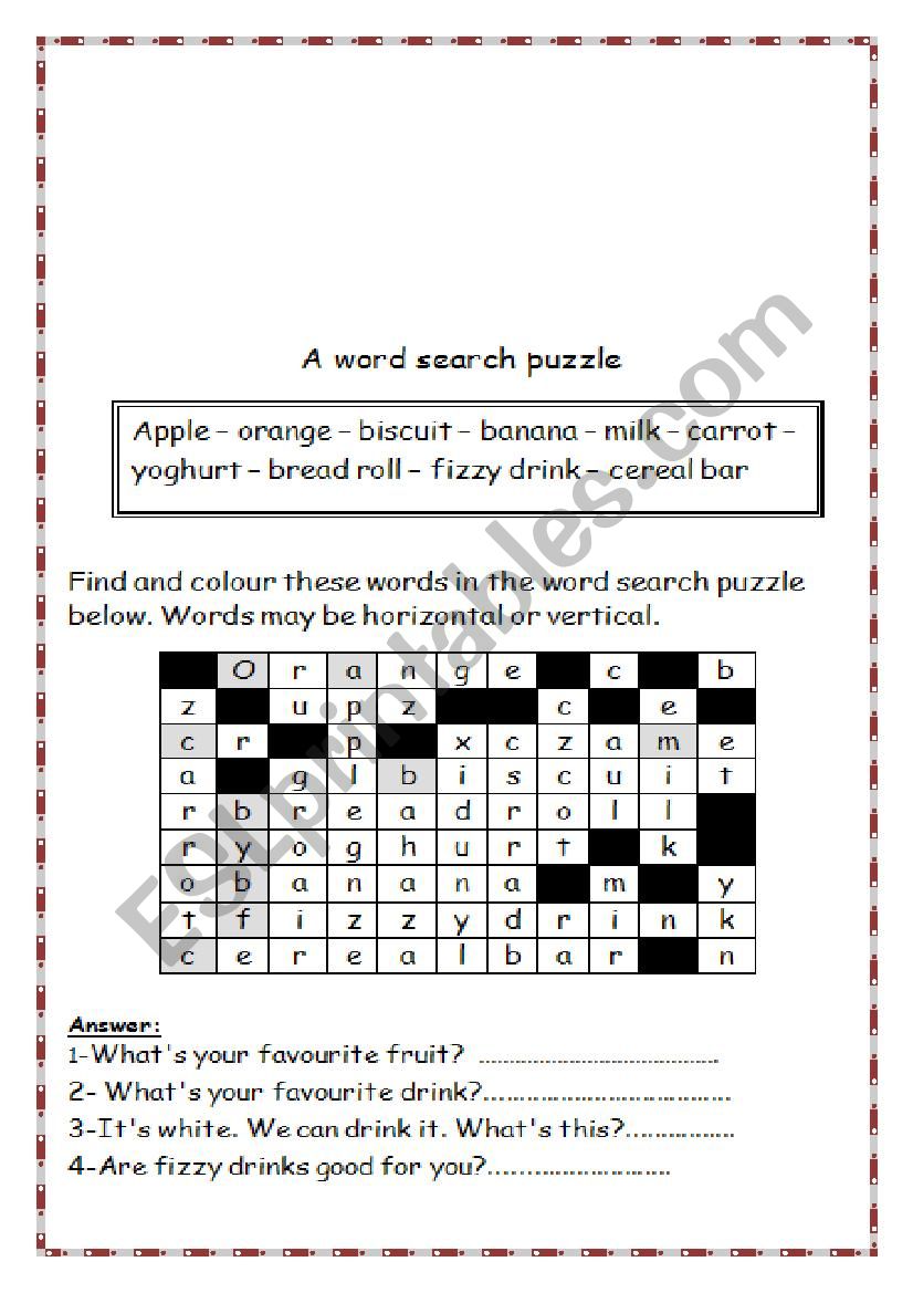 word search  worksheet