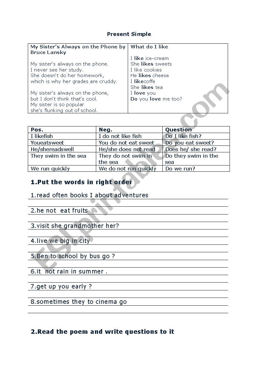 Present Simple worksheet