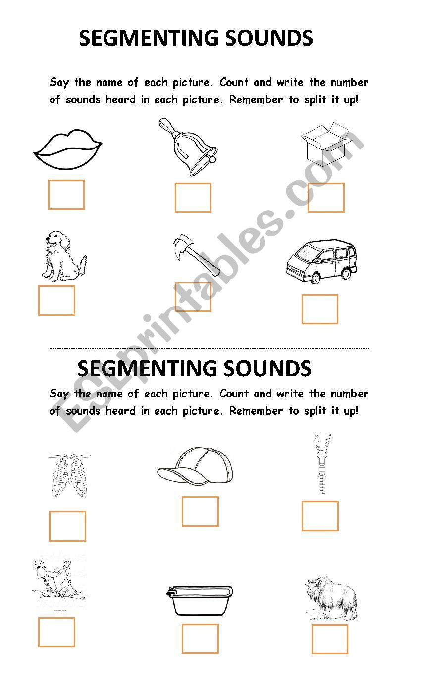 SEGMENTING SOUNDS worksheet