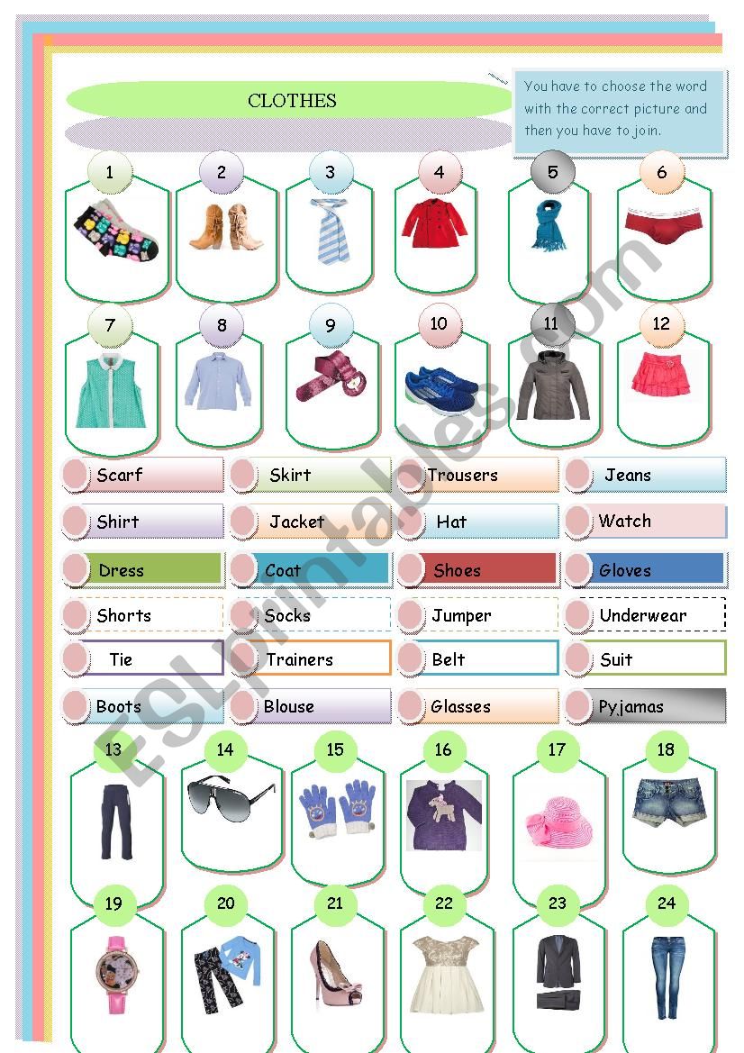 Clothes worksheet