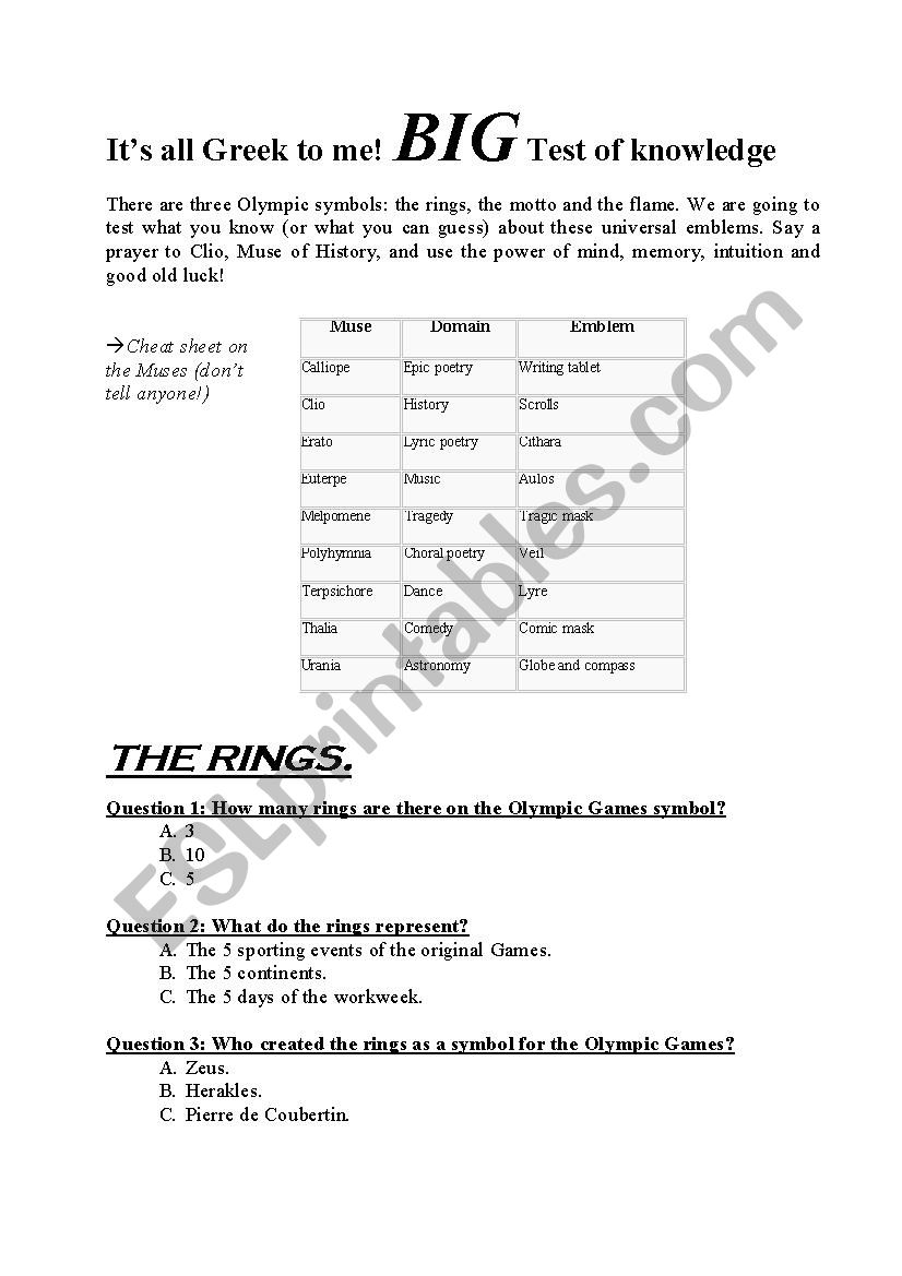 Olympic Games not so serious quiz