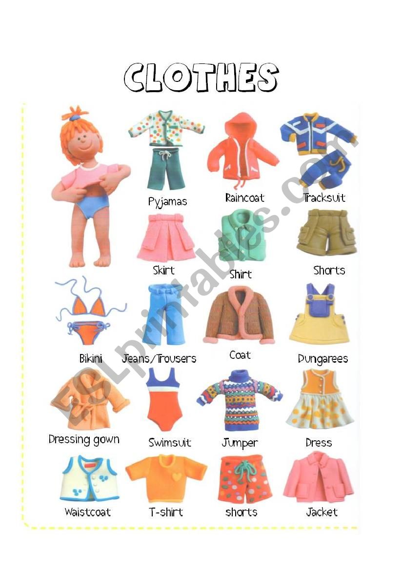clothes picture dictionary worksheet