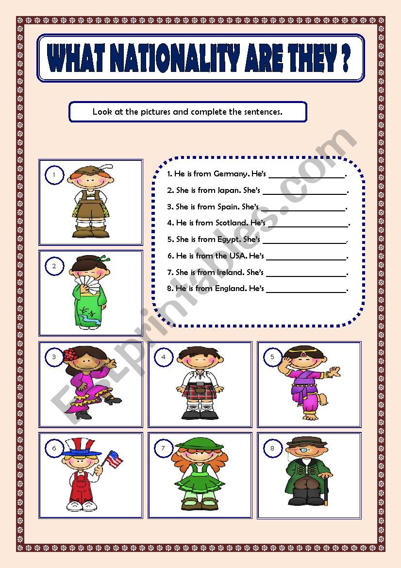 What Nationality are they? worksheet