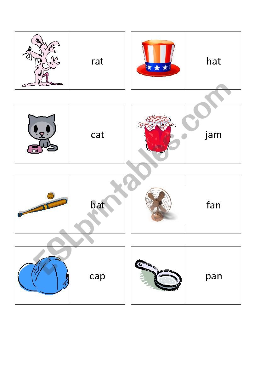 Short A Matching Game worksheet