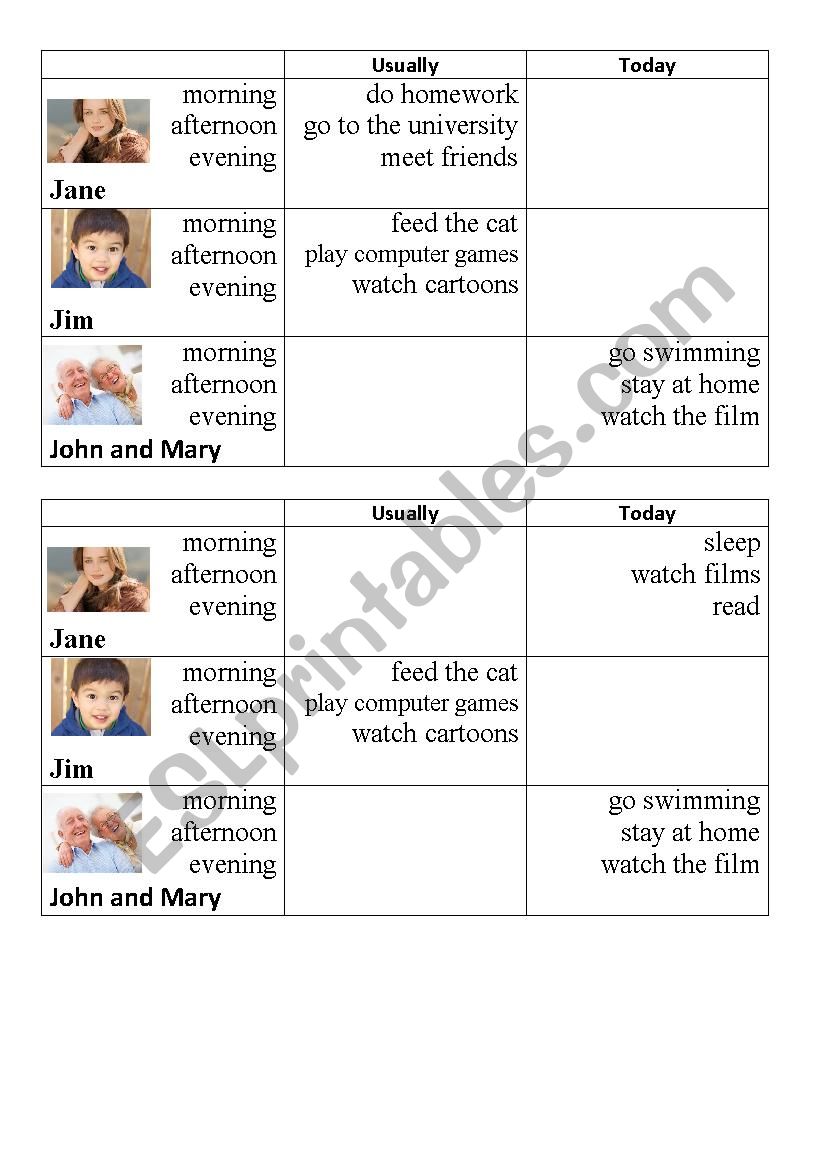 Present Simple VS Present Continuous Speaking cards