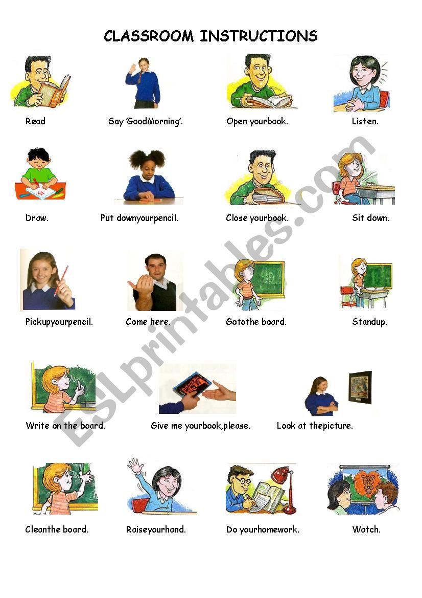 Classroom Instructions worksheet