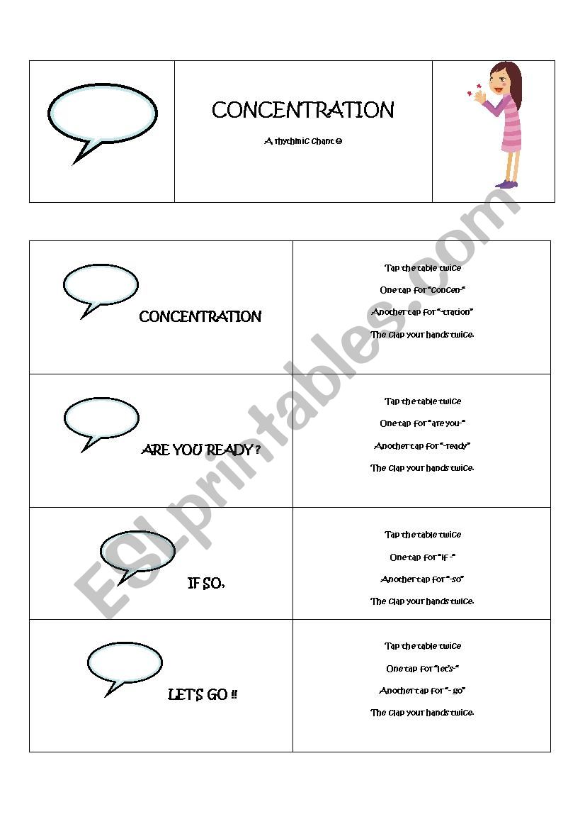 Concentration worksheet