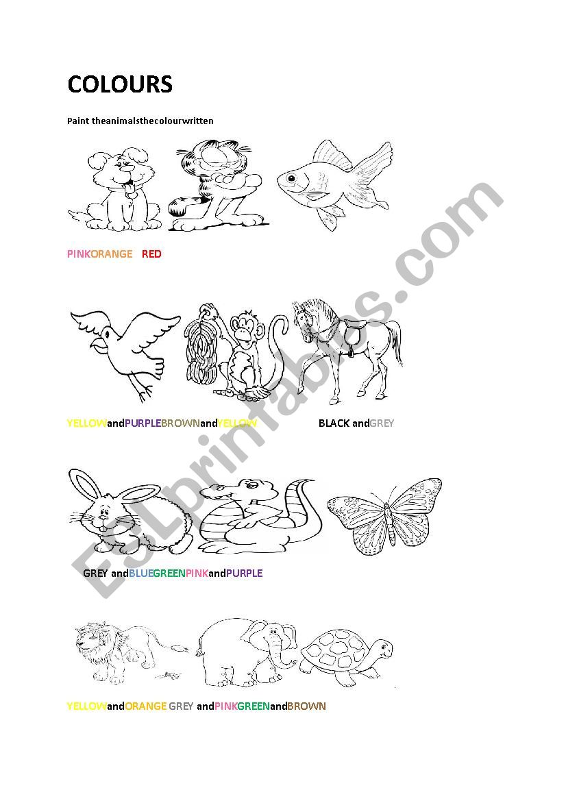 COLOURS worksheet