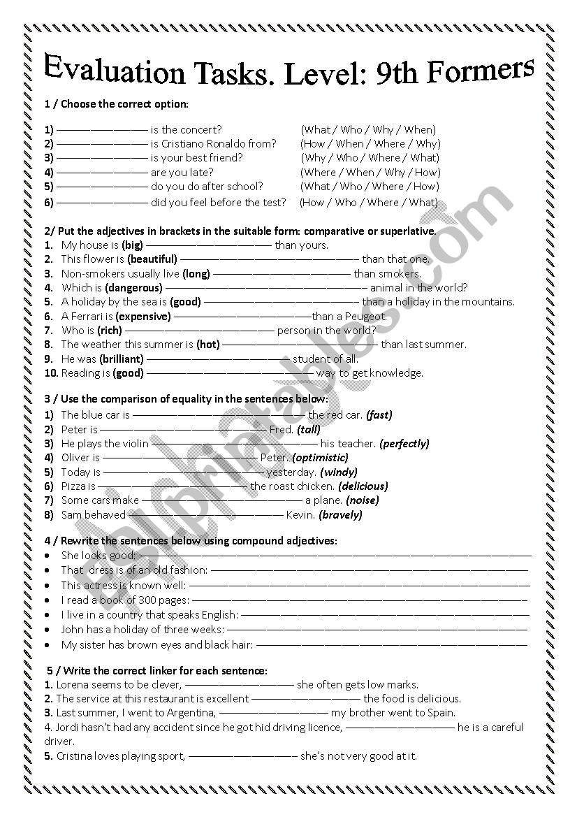 Evaluation worksheet